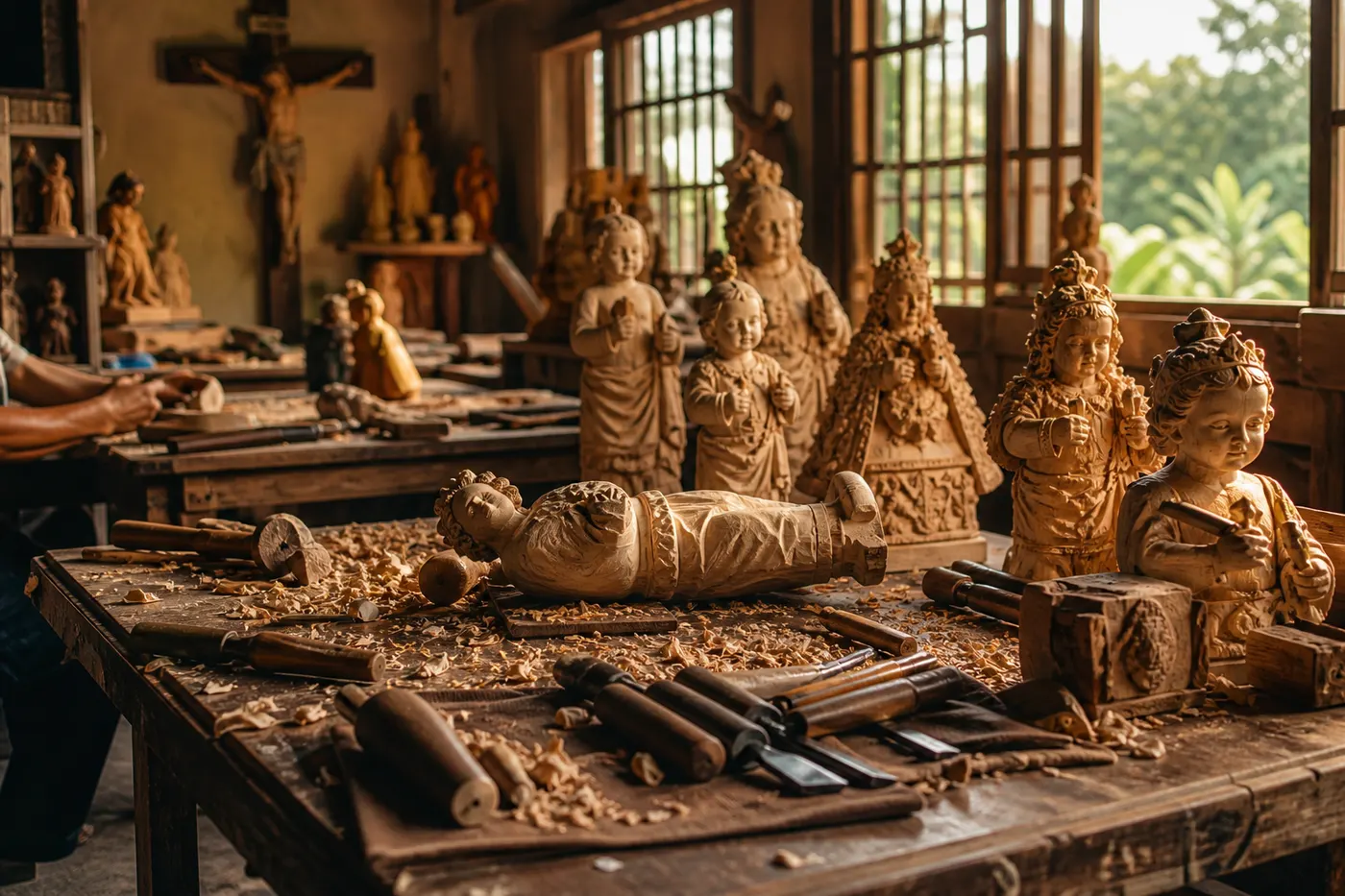 Pagawaan ng handmade na rebulto sa Paete, Laguna — mga estatwa at kagamitan sa ukit
